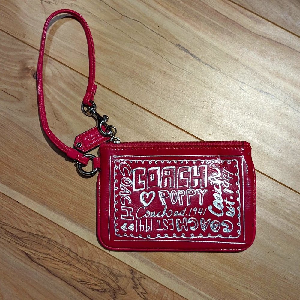 COACH Heart Poppy Pink Wristlet